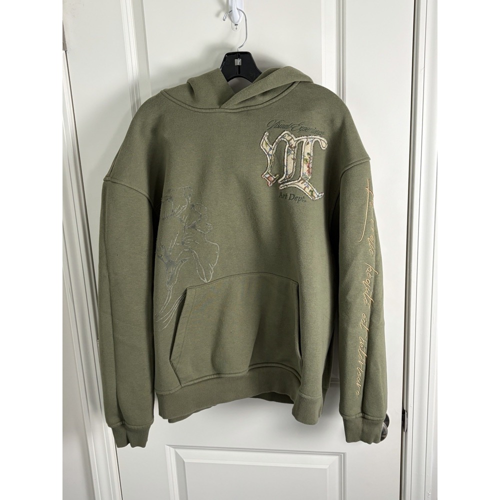 Smoke Rise Hoodie Mens Size XL Olive Music Art Dept Visual Experience Pullover
